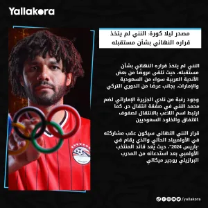 مصدر ليلا كورة: النني لم يتخذ قراره النهائي بشأن مستقبله.. وحسم مصيره بعد الأولمبياد