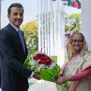 سمو الأمير ورئيسة وزراء بنغلاديش يعقدان جلسة مباحثات رسمية
