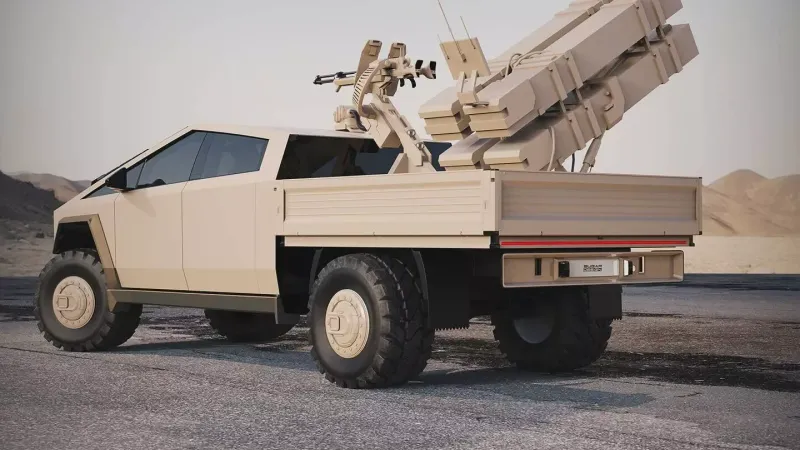 تيسلا سايبرترك في تصميم بيك أب عسكرية، وشاحنة، وقلاب!