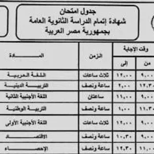 تنطلق 24 أغسطس.. جدول امتحانات الثانوية العامة 2024 للدور الثانى