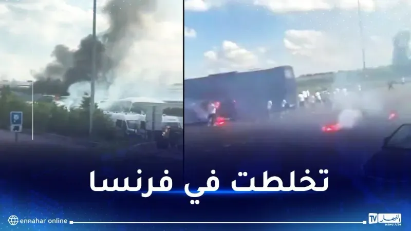 بالفيديو.. صدام عنيف وتكسير الحافلات بين أنصار البياسجي وليون