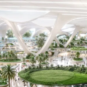 كلفته 35 مليار دولار.. حاكم دبي يكشف عن تصميم مبنى المسافرين الجديد بمطار آل مكتوم الدولي