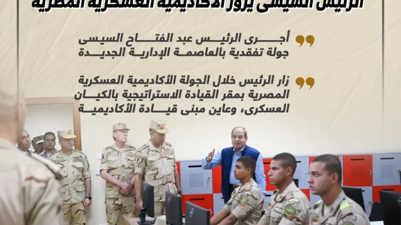 حرص الدولة على تطوير منظومة التعليم.. الرئيس السيسى يزور الأكاديمية العسكرية (إنفوجراف)