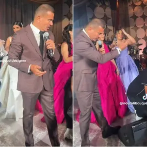 شاهد.. عمرو دياب يدفع مهندس صوت ويطرده أمام الحاضرين في حفل زفاف