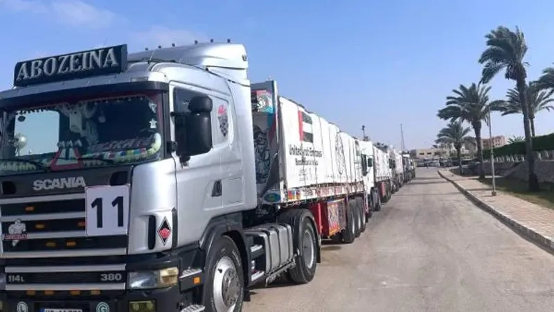 قافلة مساعدات إماراتية من 12 شاحنة تدخل غزة