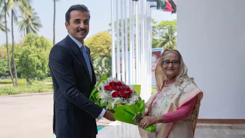 سمو الأمير ورئيسة وزراء بنغلاديش يعقدان جلسة مباحثات رسمية