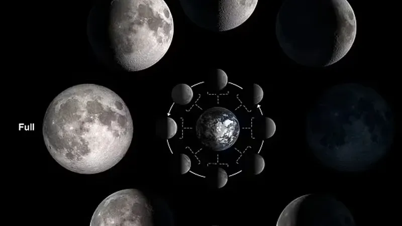 8 مراحل يمر بها القمر من الجانب المضىء للمظلم