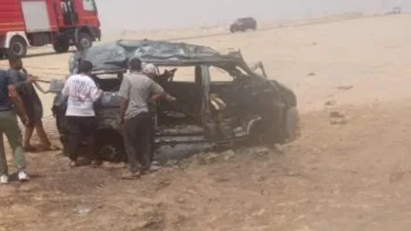 إصابة 4 أشخاص فى حادث تصادم سيارتين على طريق الفيوم الصحراوى