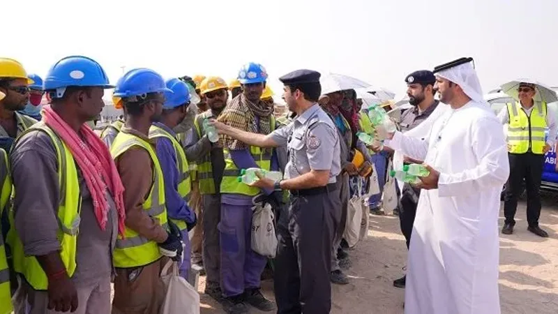 شرطة أبوظبي تنفذ مبادرة "برد صيفهم" للعمال بالمواقع الإنشائية