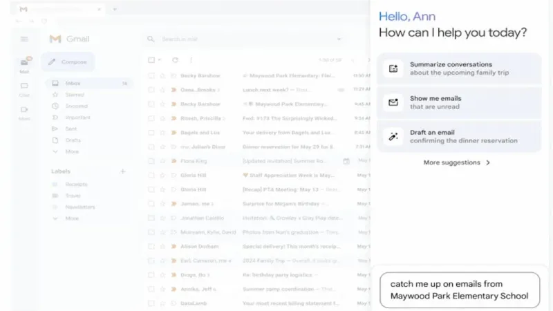 جوجل تقدم ميزة تلخيص رسائل البريد الالكتروني على Gmail بواسطة Gemini
