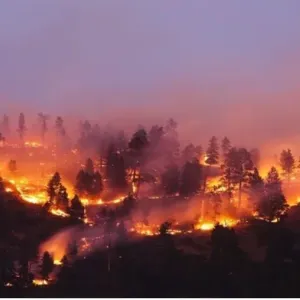 حريق ضخم في غابات قريبة من العاصمة اليونانية أثينا