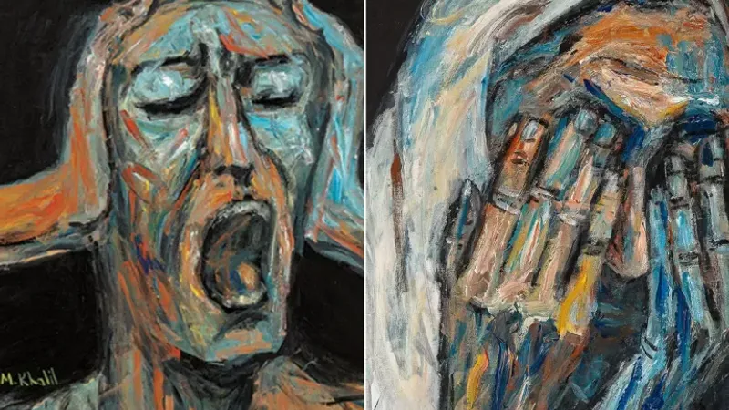 معرض "بث حي".. لوحات فنية تجسد "كل أنواع الموت" في حرب إسرائيل على غزة