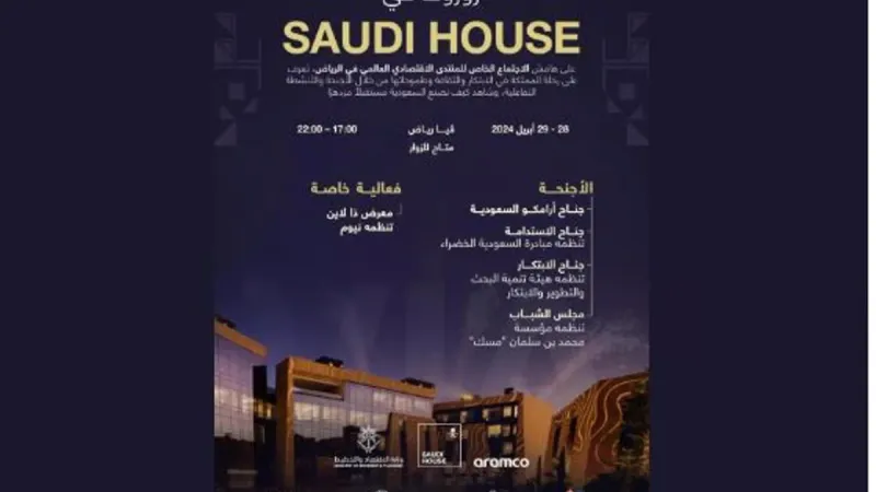 Saudi House.. نافذة زوار «منتدى الاقتصادي العالمي» على مشروعات المملكة الضخمة وإنجازاتها