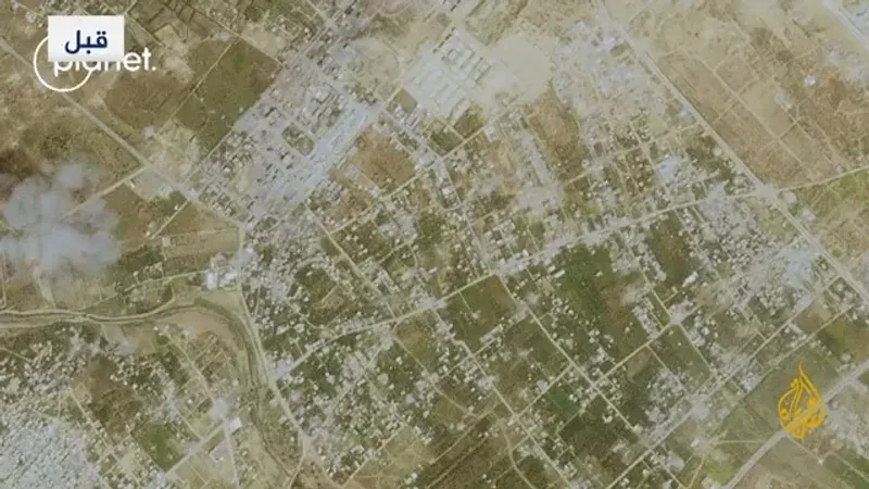 عبر "𝕏": صور أقمار صناعية تظهر دمارا واسعا في منطقتي المغراقة والزهراء شمال وادي #غزة نتيجة القصف ال...