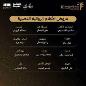 33 فيلماً روائياً قصيراً في الدورة العاشرة لمهرجان أفلام السعودية