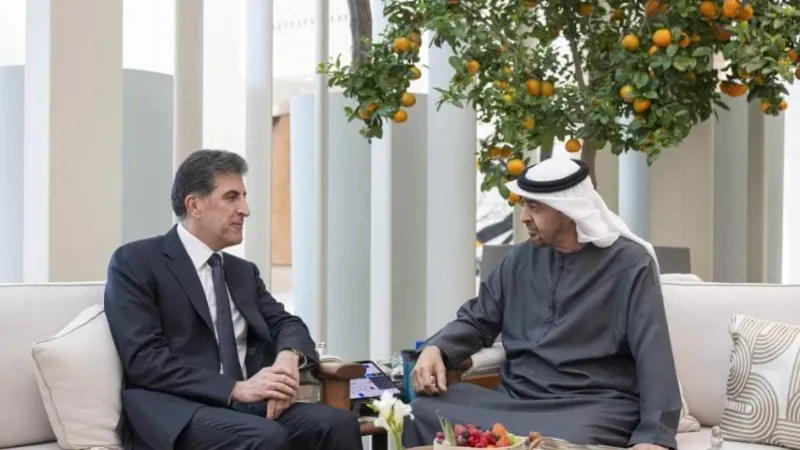 محمد بن زايد يبحث مع رئيس إقليم كردستان العراق علاقات التعاون
