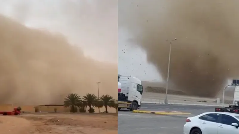 السعودية.. جدار غباري يجتاح وادي الدواسر وإعصار قمعي يظهر شمال مدينة أبها (فيديوهات)