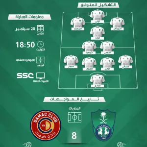 الأهلي ضد ضمك | موعد المباراة والقناة والتشكيل المتوقع من يايسله