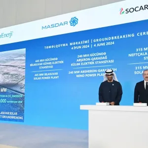 رئيس أذربيجان يشهد مراسم وضع حجر الأساس لمشاريع طاقة شمس ورياح تطورها «مصدر»