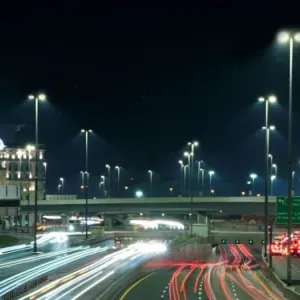 طرق دبي تعيد تأهيل 900 وحدة إنارة على شارع الشيخ راشد بتقنية الليد