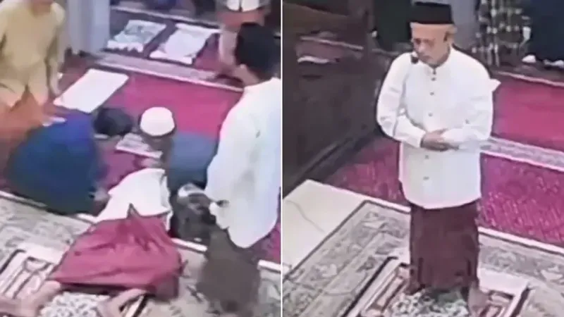 شاهد.. وفاة إمام مسجد أثناء صلاة الفجر في إندونيسيا