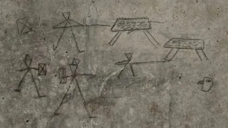 اكتشاف رسومات أطفال على جدران منزل تكشف مشاهد الحياة ببومبى الرومانية