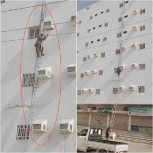 شاهد: عمال باكستانيون يصعدون بناية بطريقة غريبة لإصلاح مكيف