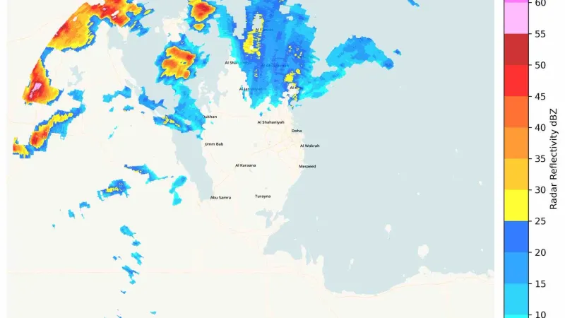#أرصاد_قطر استمرار رصد أمطار رعدية على المناطق الشمالية من البلاد ، يرجى الحذر .