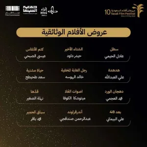 24 فيلماً و23 مخرجاً مشاركاً في فئة الأفلام الوثائقية بمهرجان أفلام السعودية
