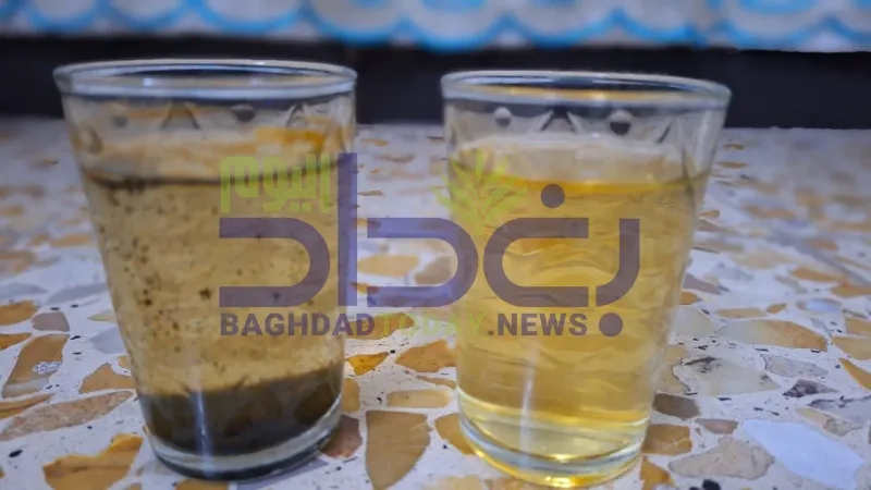 مواطن يوثق نقاوة الماء في منطقة الدورة ببغداد