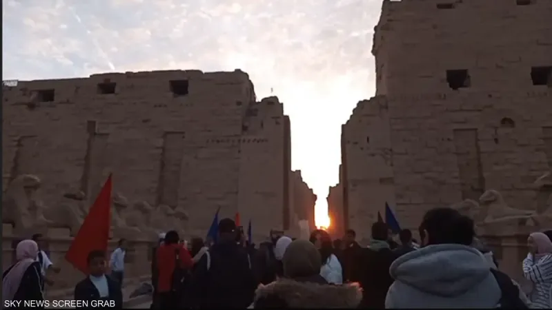 خاص بالفيديو.. الشمس تتعامد على "قدس الأقداس" بالكرنك في مصر