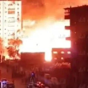 امتداد النيران لواجهة عقار مجاور لـ استديو الأهرام بالجيزة|فيديو