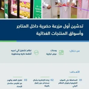 تدشين أول مزرعة حضرية للزراعة العمودية داخل أسواق ومتاجر المنتجات الغذائية في السعودية
