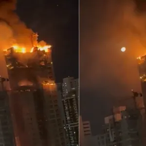 حريق ضخم يلتهم مبنى شاهقا في البرازيل (فيديو)