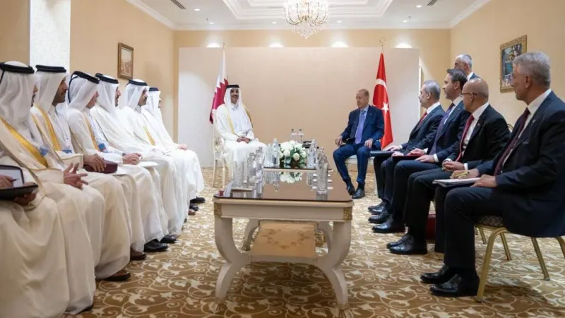 أمير قطر يلتقي رئيس تركيا على هامش قمة منظمة شنغهاي