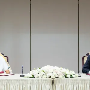 رئيس مجلس الوزراء وزير الخارجية يجتمع مع وزير خارجية أوزبكستان