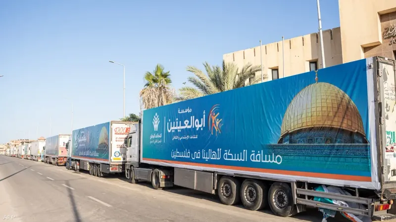 خاص 80 شاحنة مساعدات مصرية في طريقها إلى قطاع غزة