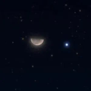 شاهد بنفسك الآن.. القمر يظهر مع نجم سبيكا لمعانه مثل الشمس بـ13.5 مرة