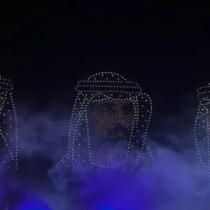 لوحة حمدان ومكتوم وأحمد بن محمد في سماء دبي بختام «كأس دبي العالمي»