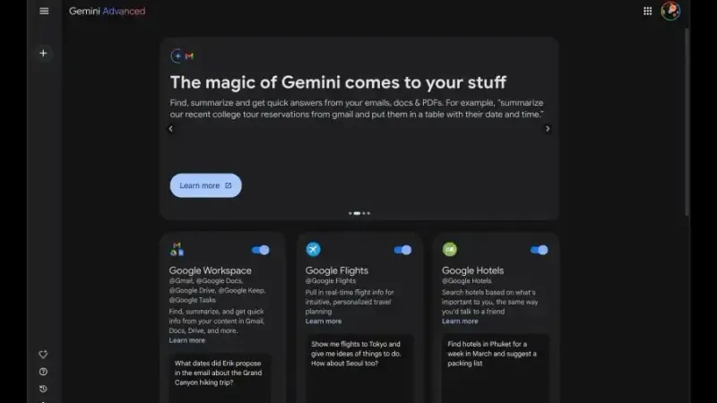 ‏Gemini يحصل على مهام جوجل وإضافات Keep مع إصدار الويب