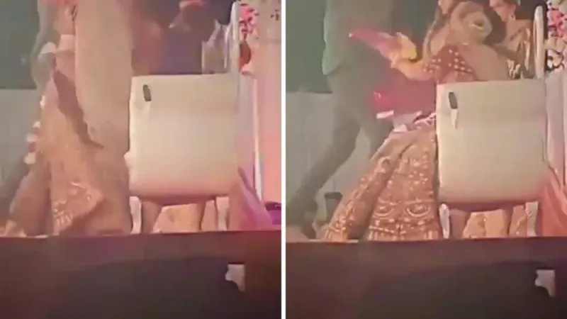 شاهد.. معلم هندي يعتدي بالضرب على عريس صديقته خلال حفل الزفاف لسبب غريب