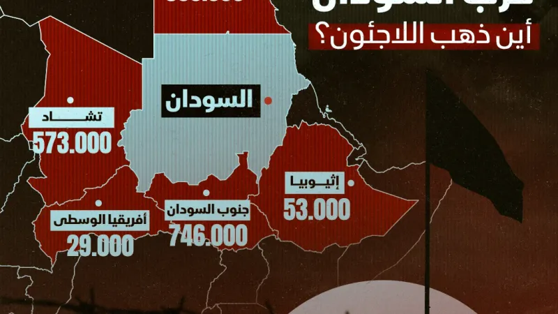 بالأرقام.. توزيع اللاجئين السودانيين في الدول التي تجاورها    #الشرق #الشرق_للأخبار