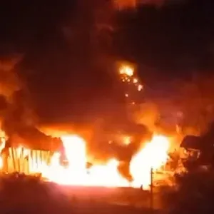 بالفيديو: حريق كبير