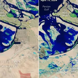 الإمارات.. صور فضائية قبل وبعد من فيضانات دبي وأبوظبي نشرتها ناسا تظهر برك المياه الكبيرة