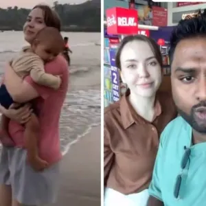 شاهد.. شاب هندي يوثق لقطات مع زوجته الروسية وطفلهما أثناء رحلة سياحية