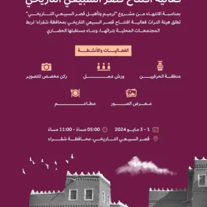 هيئة التراث تطلق فعالية "افتتاح قصر السبيعي التاريخي" في شقراء