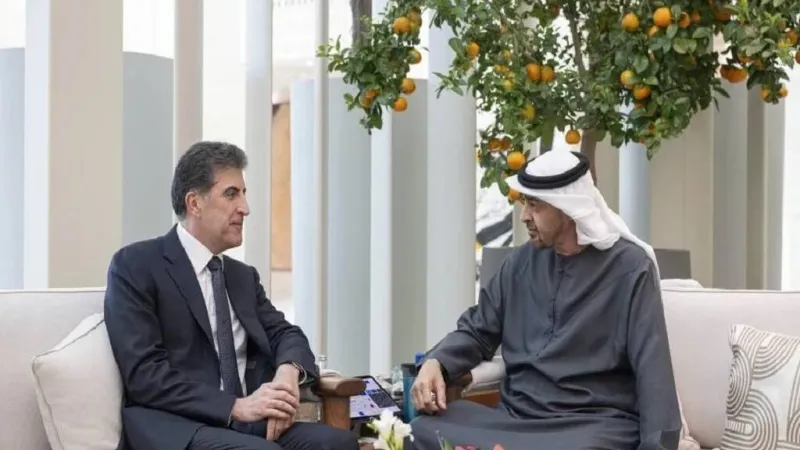 محمد بن زايد يبحث مع رئيس إقليم كردستان العراق علاقات التعاون