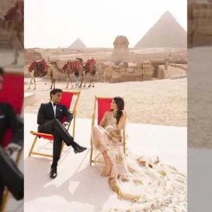 بحضور 130 شخصًا.. ملياردير أمريكي يقيم حفل زفافه أمام الأهرامات (صور وفيديو)