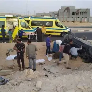 إصابة 6 أشخاص في انقلاب سيارة على طريق أسوان - القاهرة الصحراوي الغربي