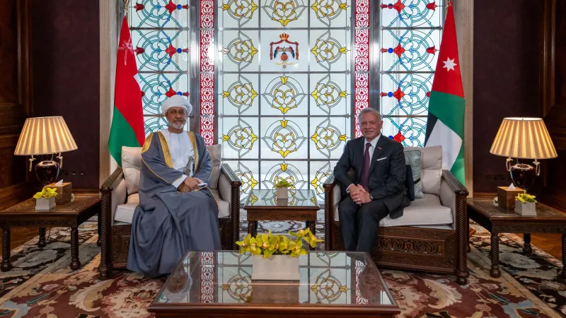 جلالة السلطان وملك الأردن يُعبّران عن اعتزازهما بالعلاقات التاريخية الراسخة بين البلدين